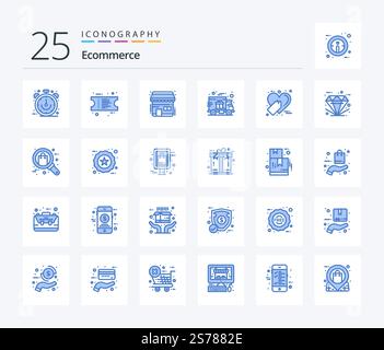 Ecommerce 25 Blue Color icon pack including favorite. truck. buy. shipping. delivery Stock Vector