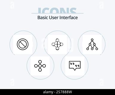 Basic Line Icon Pack 5 Icon Design. user. interface. basic. basic. internet Stock Vector