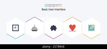 Basic 25 Flat icon pack including . . plugin. notification. activity Stock Vector