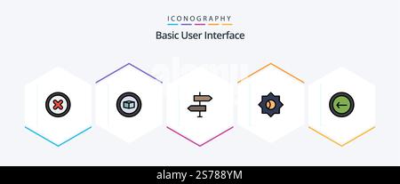 Basic 25 FilledLine icon pack including basic. application. arrows. ui. basic Stock Vector