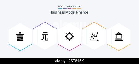 Finance 25 Glyph icon pack including . . management. finance. bank Stock Vector