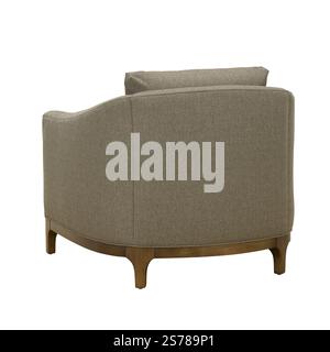 A modern armchair with wooden legs + clipping path. The chair is isolated on a white background. Stock Photo