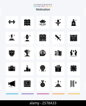 Creative Motivation 25 Glyph Solid Black icon pack  Such As bag. dollar. spa. training. education Stock Vector