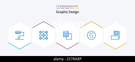 Design 25 Blue icon pack including . align. Stock Vector