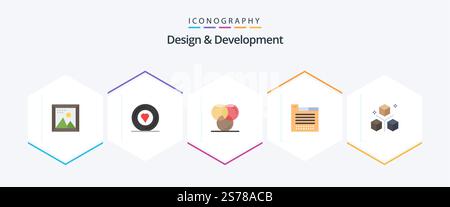 Design and Development 25 Flat icon pack including web design. tabs. sticker. tab. development Stock Vector