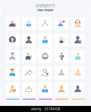 Creative User 25 Flat icon pack  Such As avatar. user. chatting. avatar. man Stock Vector