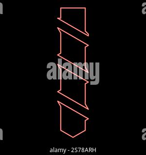 Neon drill bit auger red color vector illustration image flat style light. Neon drill bit auger red color vector illustration image flat style Stock Vector