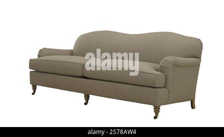 A modern armchair with wooden legs + clipping path. The chair is isolated on a white background. Stock Photo