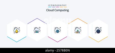 Cloud Computing 25 FilledLine icon pack including internet. cloud computing. server. cloud Stock Vector