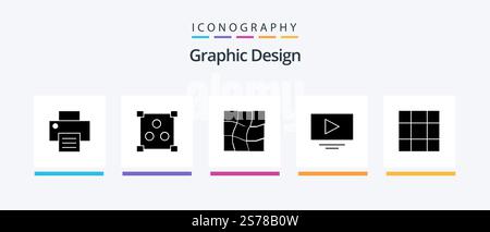 Design Glyph 5 Icon Pack Including . warp. grid. Creative Icons Design Stock Vector