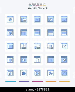 Creative Website Element 25 Blue icon pack  Such As south. down. stop. arrow. website Stock Vector