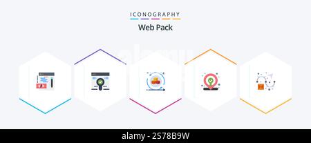 Web Pack 25 Flat icon pack including . design. interactive3d. creativity. map Stock Vector