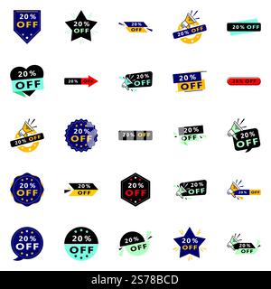 25 Eye-Catching Sale Banners: 20% Off in a Variety of Styles Stock Vector