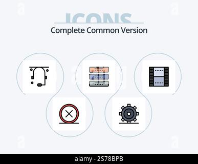 Complete Common Version Line Filled Icon Pack 5 Icon Design. maker. coffee. tools. beverage. letter Stock Vector