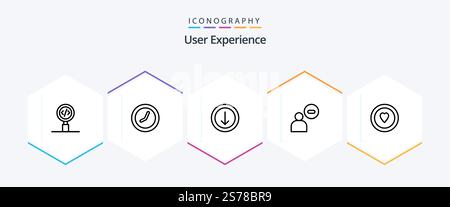 User Experience 25 Line icon pack including user . male . time . down Stock Vector