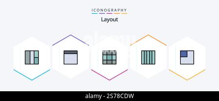 Layout 25 FilledLine icon pack including . Stock Vector