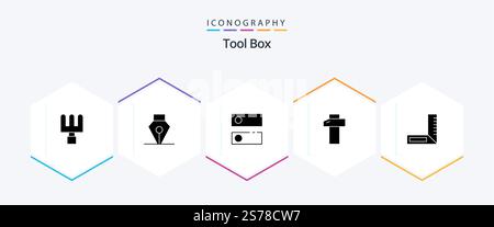Tools 25 Glyph icon pack including . . tools. engineering. carpenter Stock Vector