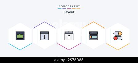 Layout 25 FilledLine icon pack including loading. ellipsis. layout. website. site Stock Vector