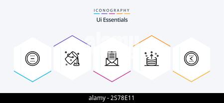 Ui Essentials 25 Line icon pack including export. arrow. fill. letter. envelope Stock Vector