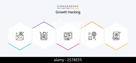Hacking 25 Line icon pack including virus. globe. security warning. earth. virus Stock Vector