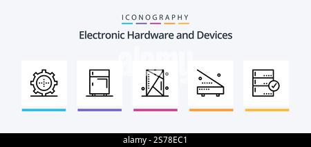Devices Line 5 Icon Pack Including electronics. devices. device. devices. cancel. Creative Icons Design Stock Vector