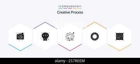 Creative Process 25 Glyph icon pack including . picture. process. process. process Stock Vector