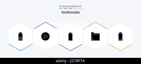 Multimedia 25 Glyph icon pack including . file. . multimedia Stock Vector