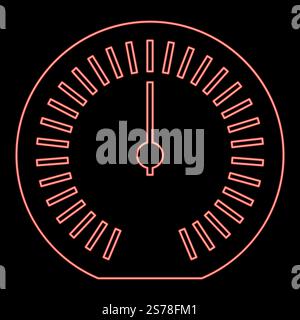 Neon speedometer odometer speed counter meter red color vector illustration image flat style light. Neon speedometer odometer speed counter meter red color vector illustration image flat style Stock Vector