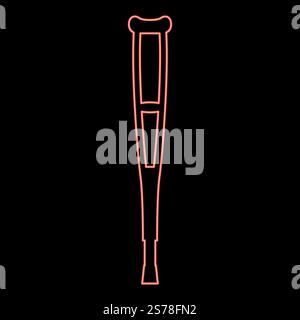 Neon crutch red color vector illustration image flat style light. Neon crutch red color vector illustration image flat style Stock Vector