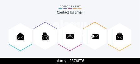 Email 25 Glyph icon pack including . mail. email. document. mail Stock Vector