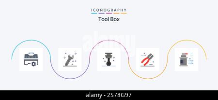 Tools Flat 5 Icon Pack Including spray. bottle. garage. tool. pincers Stock Vector