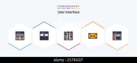 User Interface 25 FilledLine icon pack including sidebar. interface. user. communication. user Stock Vector