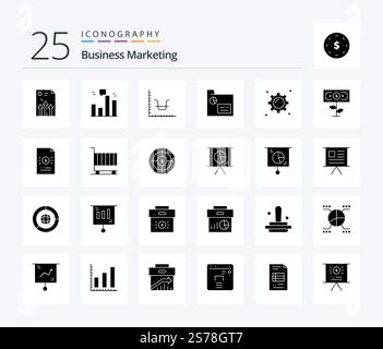 Business Marketing 25 Solid Glyph icon pack including marketing. business. marketing. marketing Stock Vector