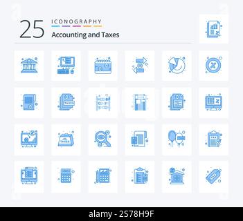 Taxes 25 Blue Color icon pack including exchange. coin. taxes. tax. payday Stock Vector