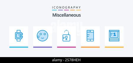 Miscellaneous Blue 5 Icon Pack Including . education. study. study. school. Creative Icons Design Stock Vector