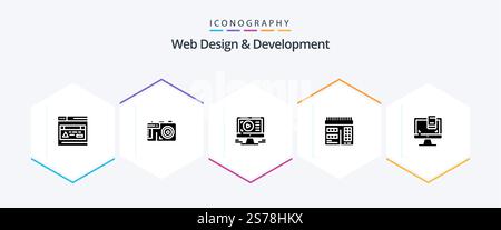 Web Design And Development 25 Glyph icon pack including . calendar . web . design Stock Vector