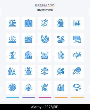 Creative Investment 25 Blue icon pack  Such As rich. gold. back. startup. finance Stock Vector