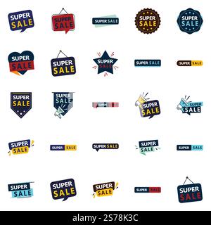 25 Super Sale Closing Down Banners for Boosting Sales Stock Vector