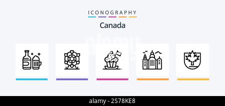Canada Line 5 Icon Pack Including cell. canada. canada. house. canada. Creative Icons Design Stock Vector