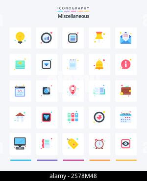 Creative Miscellaneous 25 Flat icon pack  Such As message. work. apps. task. office Stock Vector