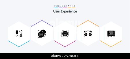 User Experience 25 Glyph icon pack including computer. user. action. testing. design Stock Vector