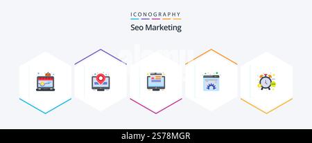 Seo Marketing 25 Flat icon pack including money. web. marketing. management. document Stock Vector