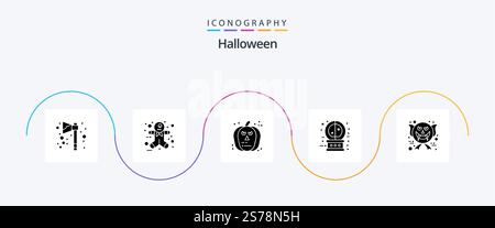 Halloween Glyph 5 Icon Pack Including ghost. character. halloween. magic. future Stock Vector