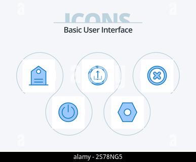 Basic Blue Icon Pack 5 Icon Design. canceled. navigation. basic. mobile. basic Stock Vector
