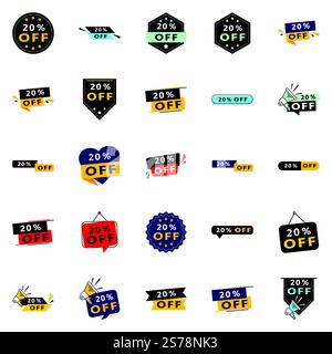 25 Eye-Catching Sale Banners: 20% Off in a Variety of Styles Stock Vector