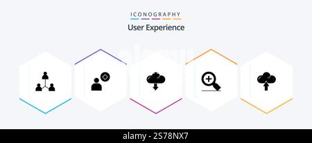 User Experience 25 Glyph icon pack including search. magnifier . user. down Stock Vector