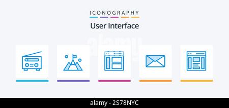 User Interface Blue 5 Icon Pack Including user. mail. user. user. left. Creative Icons Design Stock Vector