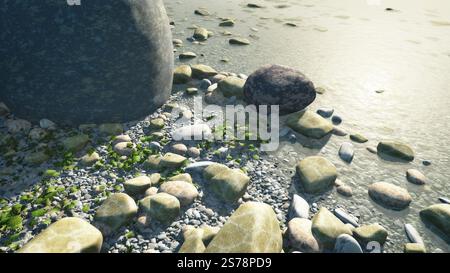 An image of a nice pebbles in water background Stock Photo
