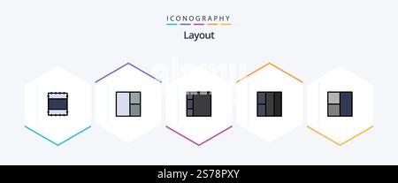 Layout 25 FilledLine icon pack including . Stock Vector