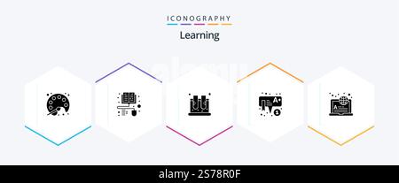 Learning 25 Glyph icon pack including internet. preschool. jar. learning. education Stock Vector